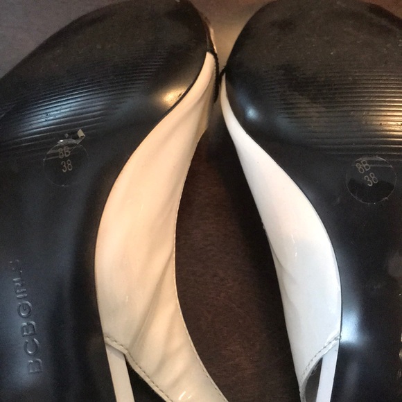 BCBGIRLS black/white open toe heels - Picture 8 of 8
